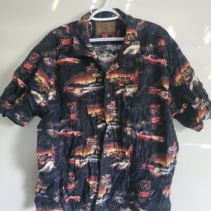 North River Outfitters Button Down Dress Shirt Muscle Cars Men's sz XXL Route 66